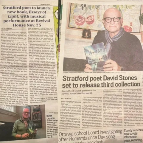 Stratford poet David Stones set to release third collection (Stratford Beacon Herald)